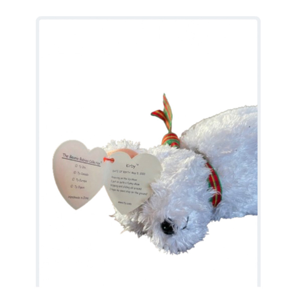 Ty Beanie Baby Kirby White Plush Stuffed Animal - Picture 5 of 5